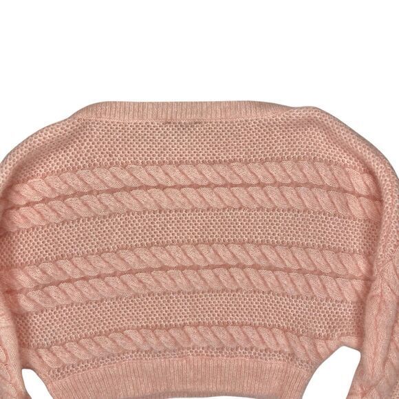 ASOS Crop Sweater Womens 6 Pink Chunky Cable Knit Crew Neck Oversize Winterwear - Picture 7 of 16
